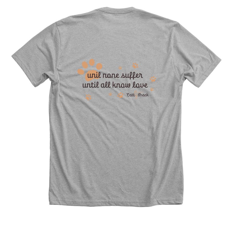Until None Suffer Dark Font - Tops, a Athletic Heather Premium Unisex Tee (back-view)