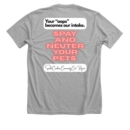 Spay and neuter, a Athletic Heather Premium Unisex Tee (back-view)