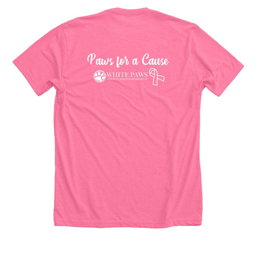 WPGSR - Paws for a Cause, a Neon Pink Premium Unisex Tee (back-view)