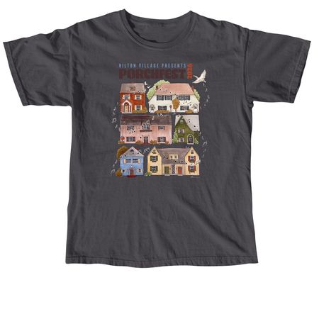 Porchfest Poster Tee, a Graphite Comfort Colors Unisex Tee