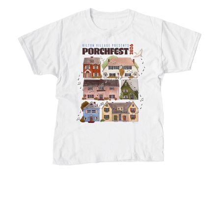 Porchfest Poster Tee, a White Youth Unisex Tee