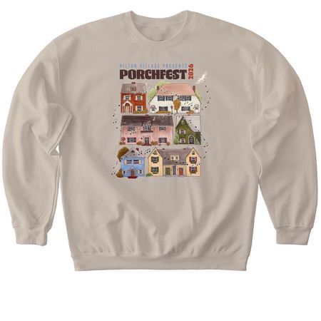 Porchfest Poster Tee, a Sand Softstyle Crewneck Sweatshirt