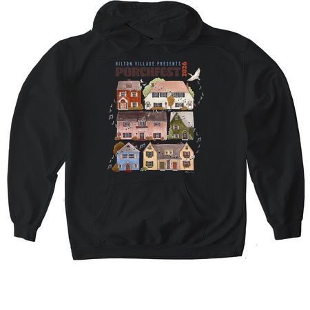 Porchfest Poster Tee, a Black Gildan Softstyle Pullover Hoodie