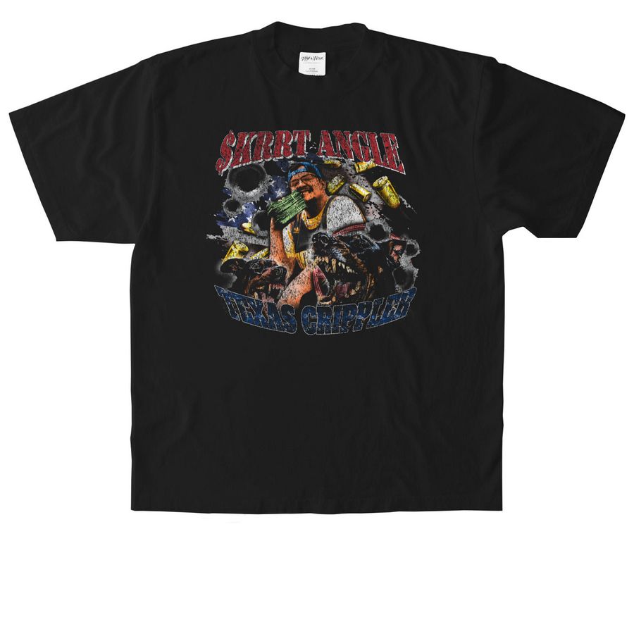 $KRRT ANGLE TEXAS CRIPPLER, a Black Heavyweight Garment Dye Tee