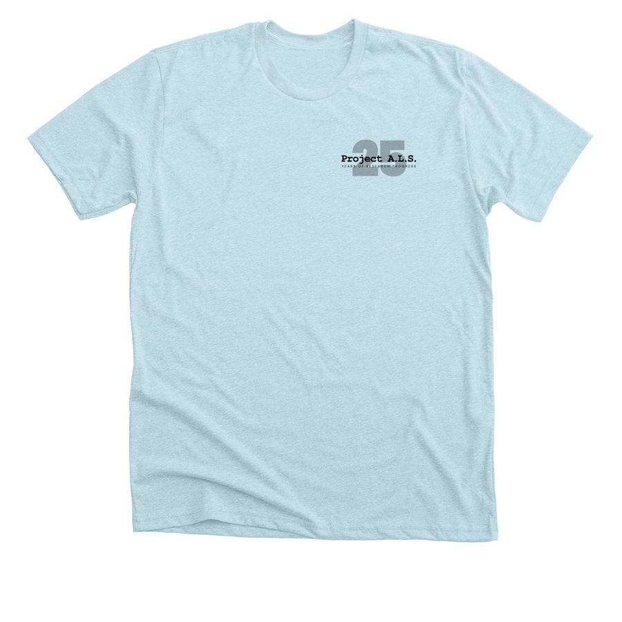 25 Years: Finding & Funding a Cure, a Heather Ice Blue Premium Unisex Tee