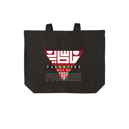 Red Triangle&nbsp;Tote?, a Deep Black Cotton Canvas Tote Bag