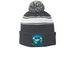 Beanies, a Iron Grey/ White Printed Stripe Pom-Pom Beanie