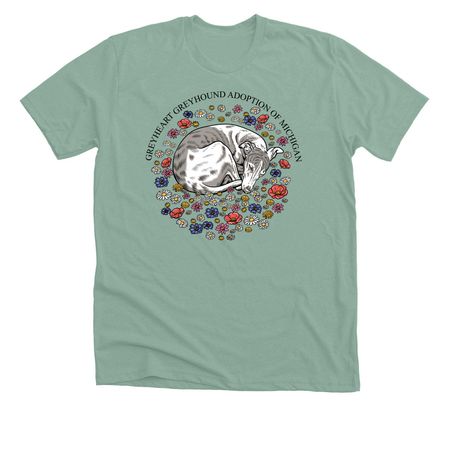 Greyheart Greyhound Adoption of Michigan, a Heather Dusty Blue Premium Unisex Tee