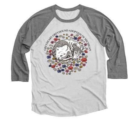 Greyheart Greyhound Adoption of Michigan, a Premium Heather and Heather White 3/4 Sleeve Baseball Tee