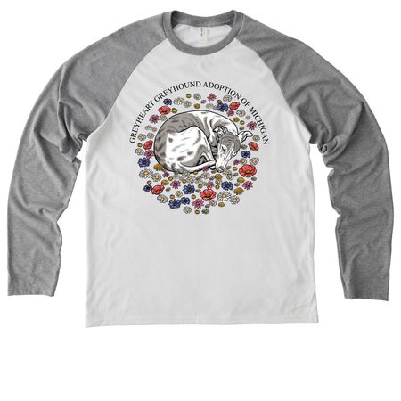 Greyheart Greyhound Adoption of Michigan, a Aluminum Grey/ Bright White Allmade Eco Triblend Colorblock Raglan Long Sleeve Tee