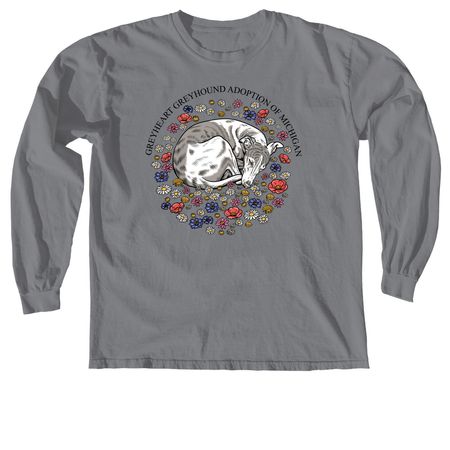 Greyheart Greyhound Adoption of Michigan, a Granite Comfort Colors Long Sleeve Tee