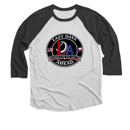 LDA USA 250th, a Black and Heather White 3/4 Sleeve Baseball Tee