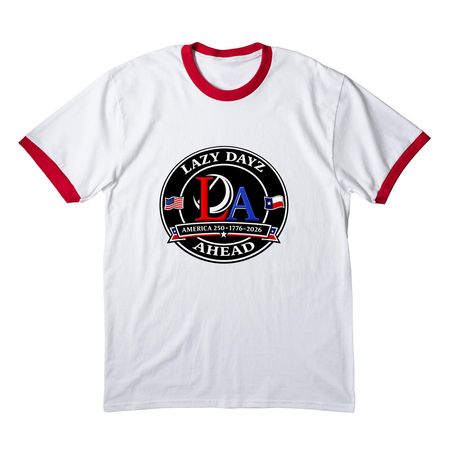 LDA USA 250th, a White/ Red Cotton Ringer Tee