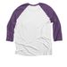 Retro Baseball 1987, a Purple Rush and Heather White 3/4 Sleeve Baseball Tee (back-view)