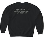 Support Westport Fire and EMS&nbsp;, a Black Softstyle Crewneck Sweatshirt (back-view)