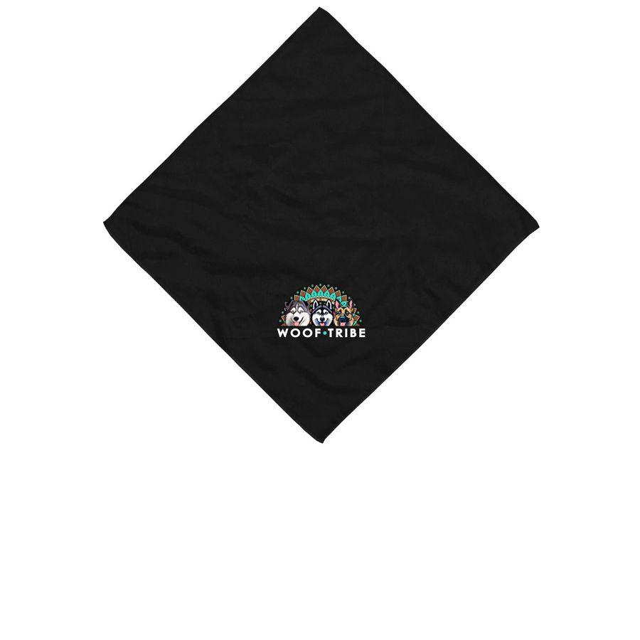 Woof Tribe Logo Bandana, a Black Cotton Bandana