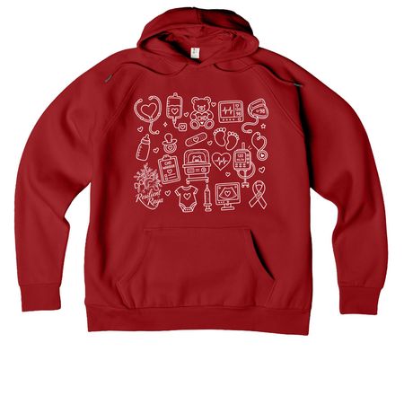 Resilient Raya Doodles, a Revolution Red Allmade Organic CVC Pullover Hoodie