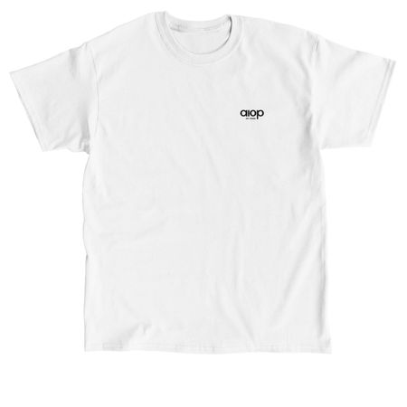 AiOP 20+ Years | Light, a White Classic Unisex Tee (back-view)