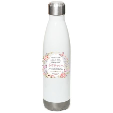 MARK 10:45, a White Stainless Steel Water Bottle