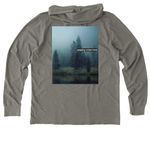 I Love Hiking! ?&nbsp;, a Driftwood Grey Allmade Organic Cotton Mineral Dye Hoodie Tee (back-view)