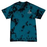 The Power, a Black/ Teal Crystal Tie Dye Tee (back-view)