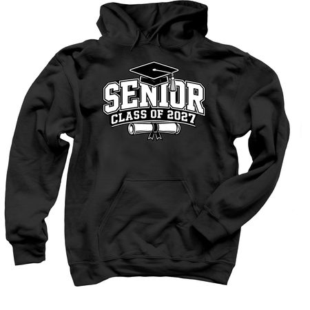 SENIOR, a Black Pullover Hoodie