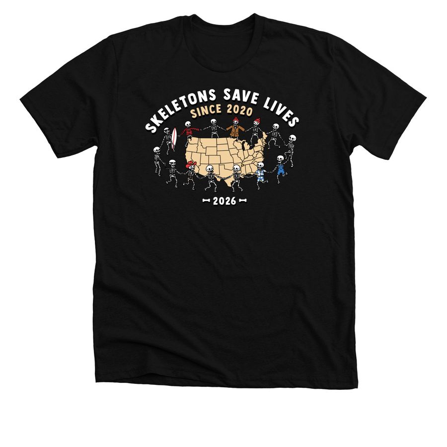 Skeletons Save Lives Since 2020, a Solid Black Blend Premium Unisex Tee