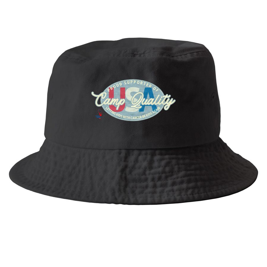 CQUSA Patch Hat, a Black Printed Bucket Hat