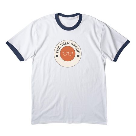 The Seer Group, a White/ Navy Cotton Ringer Tee