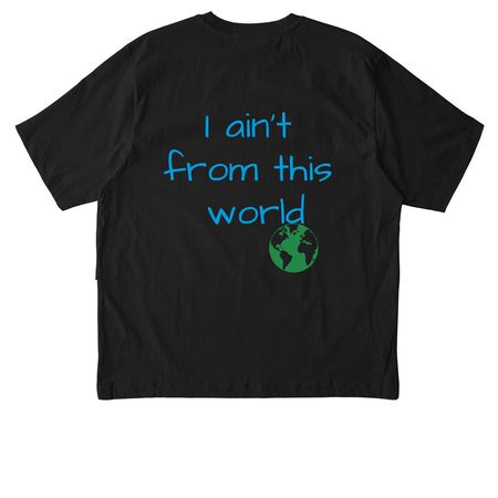 Not from this world, a Black Stanley/Stella Unisex Freestyler Heavyweight Tee (back-view)