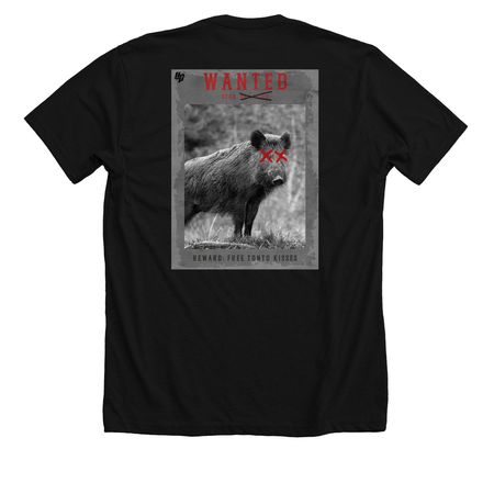 "Wanted X" Design, a Solid Black Blend Premium Unisex Tee (back-view)