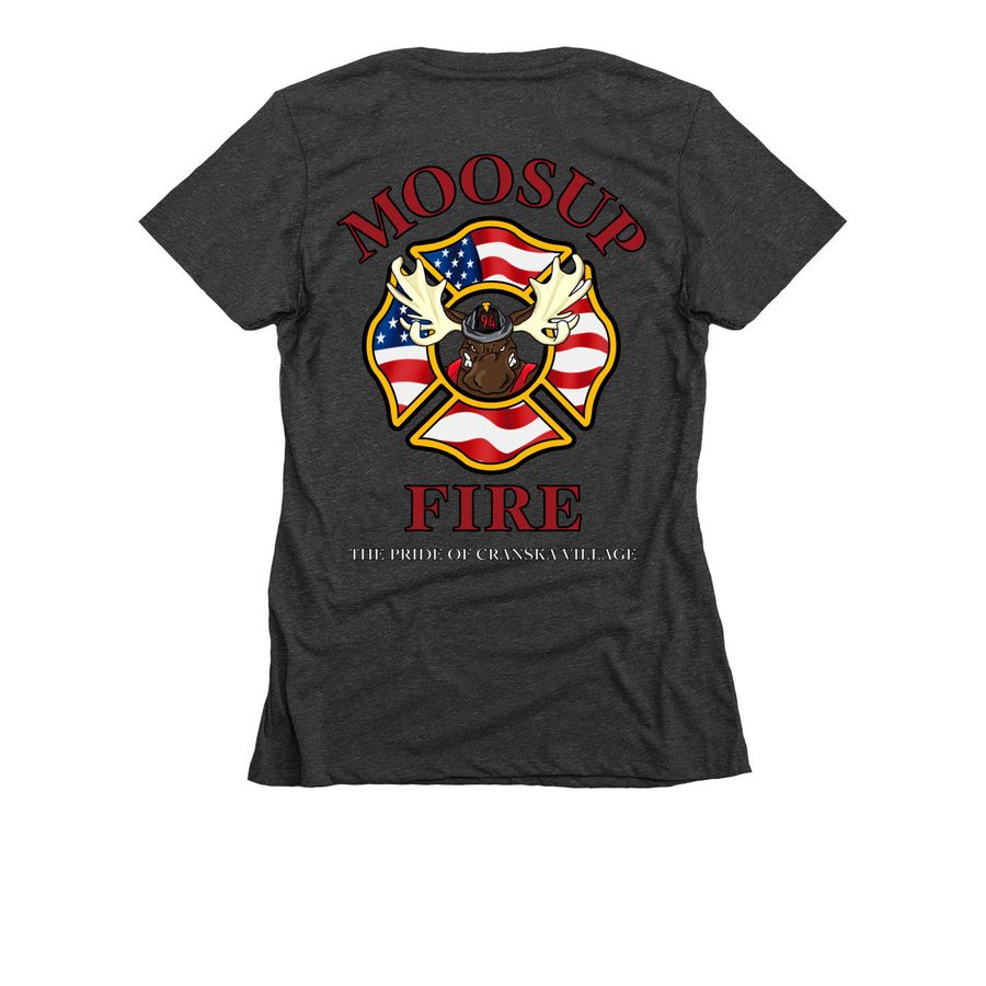 Moosup Fire Department, a Charcoal Women's Slim Fit Tee (back-view)