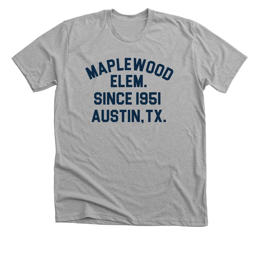 Maplewood Block Letter in Navy ? Adult Tee, a Athletic Heather Premium Unisex Tee