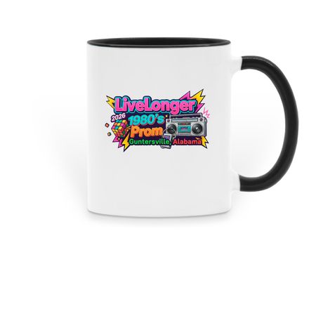 LiveLonger 1980's Prom groovy Boombox Cup!, a Black Two-Tone Ceramic Mug