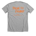 Treat Dealer - Orange Text, a Athletic Heather Premium Unisex Tee (back-view)