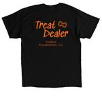 Treat Dealer - Orange Text, a Black Classic Unisex Tee (back-view)