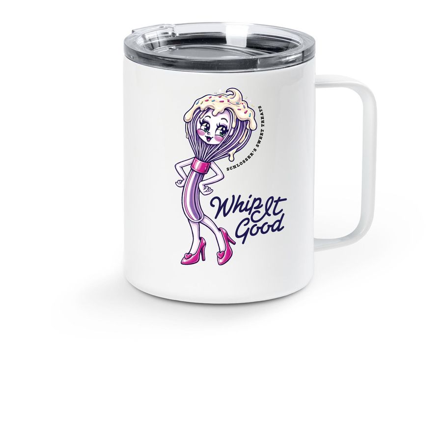 Whip It Good Travel Mug, a White Stainless Steel Travel Mug
