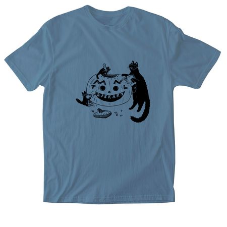 Pumpkins & PowerDrills, a Indigo Blue Softstyle Cotton Tee