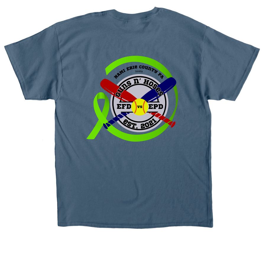 Team Guns, a Indigo Blue Classic Unisex Tee (back-view)