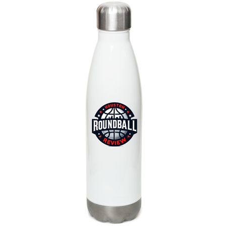 Houston Roundball Review water bottle, a White Stainless Steel Water Bottle
