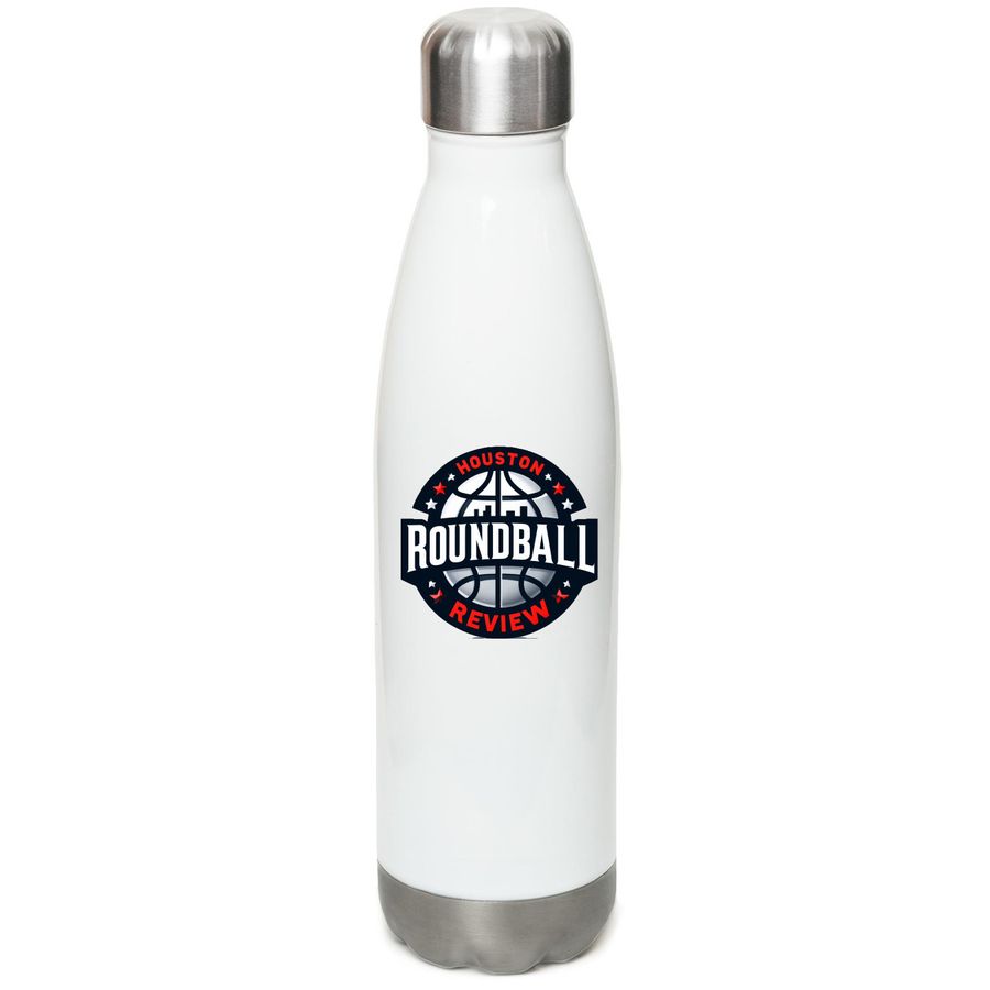 Houston Roundball Review water bottle, a White Stainless Steel Water Bottle