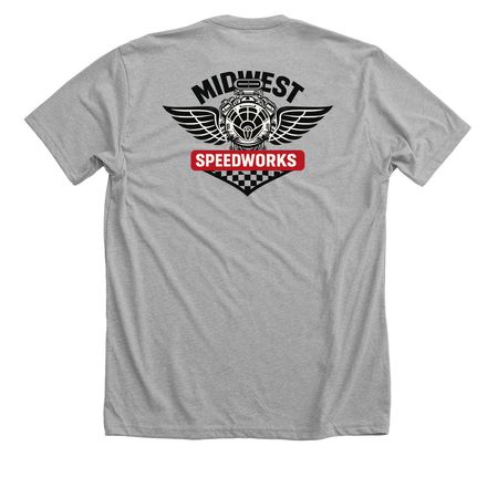Midwest Speedworks classic, a Athletic Heather Premium Unisex Tee (back-view)