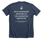 Core Values Shirt, a Heather Navy Premium Unisex Tee (back-view)