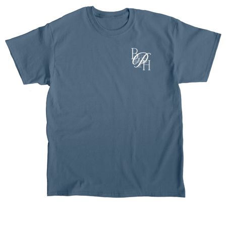 Rooted In Love, a Indigo Blue Classic Unisex Tee (back-view)