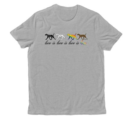 Love Is Love Dalmatian, a Granite Grey Heather Allmade Organic Cotton Unisex Tee