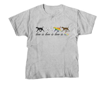 Love Is Love Dalmatian, a Sport Grey Youth Unisex Tee