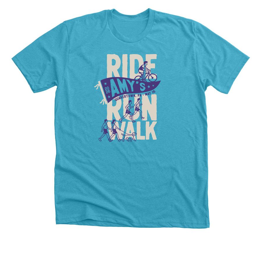 Amy's Ride/Run/Walk 2026 Shirt (Alt Color), a Heather Aqua Premium Unisex Tee