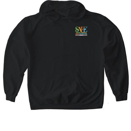 SAFE Gibbon - Rosie the Gibbon, a Black Gildan Softstyle Pullover Hoodie