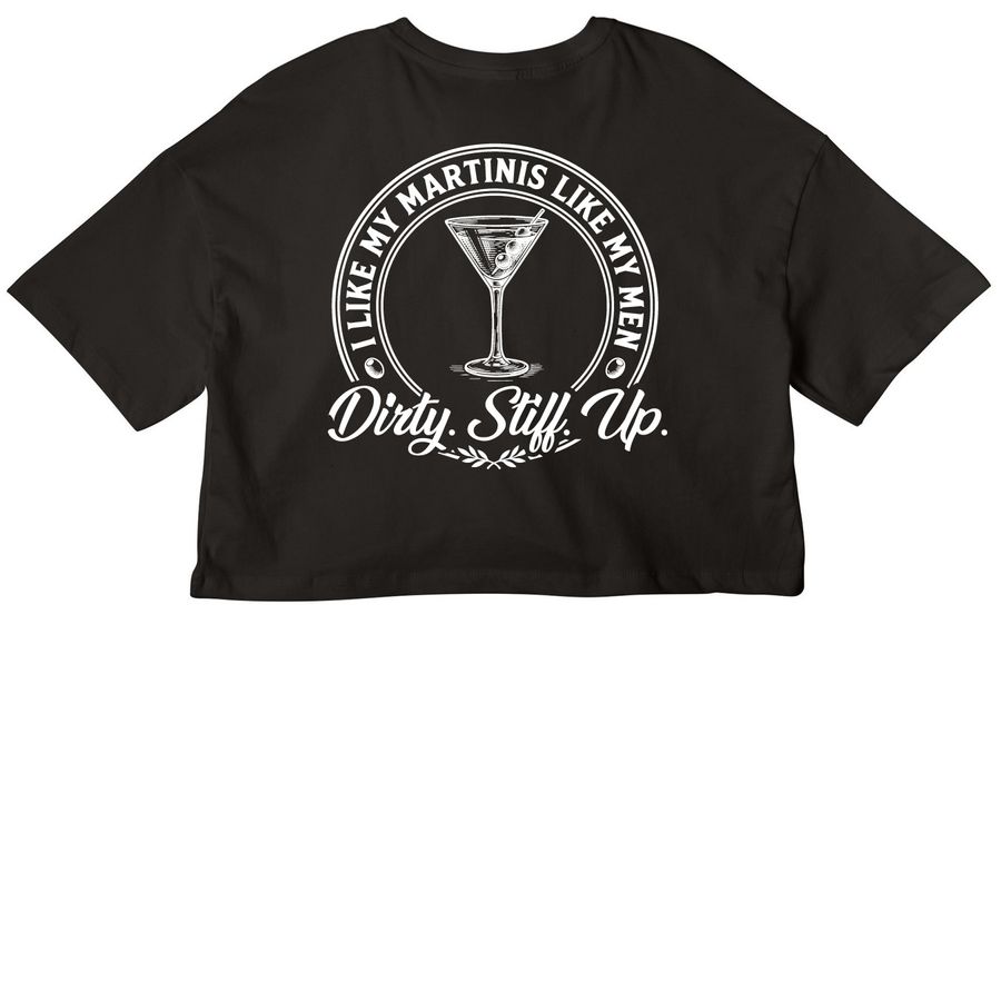 Stuffed Olive Dirty Martini (Dark Mode), a Black Women?s Cropped Cotton Tee (back-view)