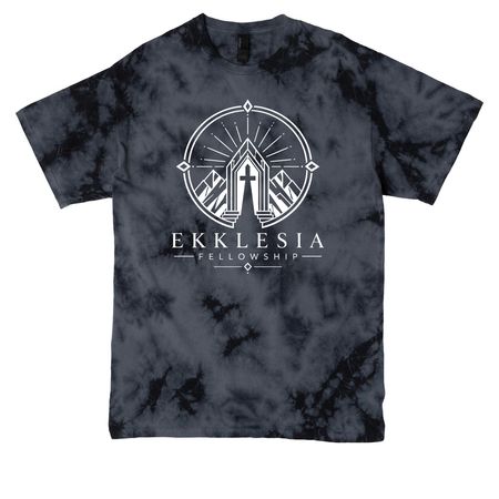 Ekklesia Fellowship Walking With God Together, a Black Crystal Tie Dye Tee